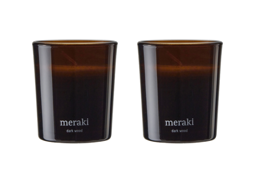 Meraki Duftlys Dark Wood - 2 stk til hyggelig stemning