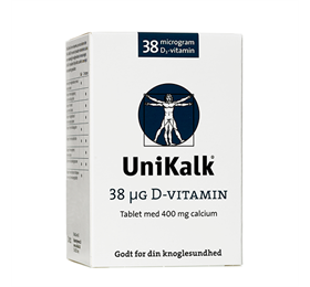 Unikalk Mega 38? G - Calcium og D-vitamin 180 tabletter