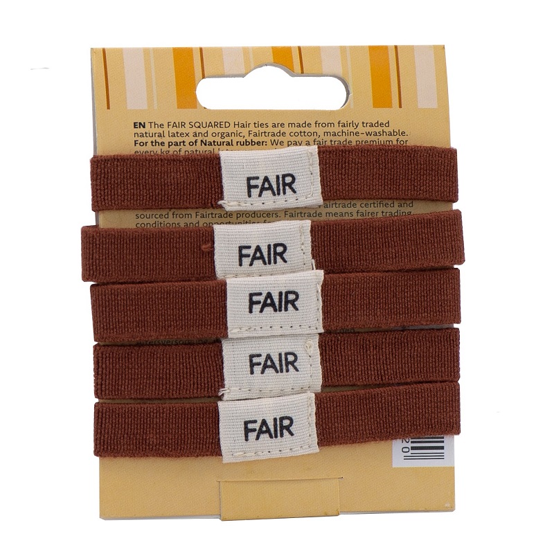 Fair Squared Hårelastikker 5 Pak - Brun, Økologisk Skønhed