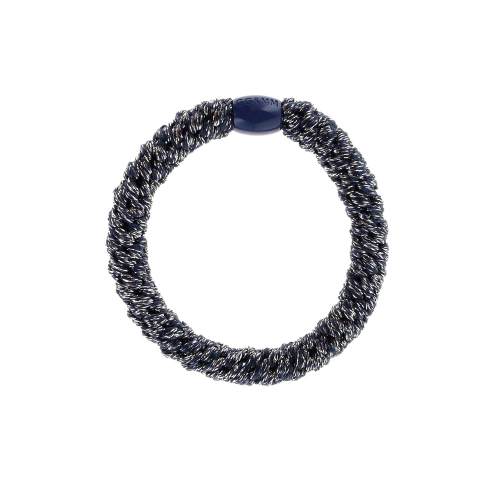 By Stær Hårelastik Navy med Sølv Glitter - Skånsom og Smuk