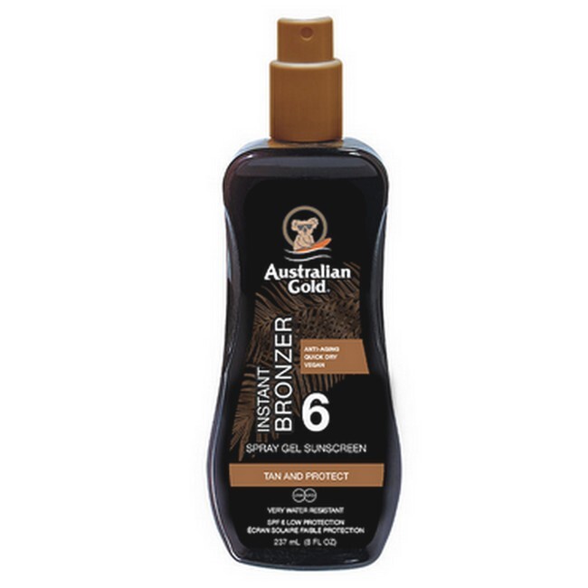Australian Gold Solspray Gel med Øjeblikkelig Bruner SPF 6 237 ml