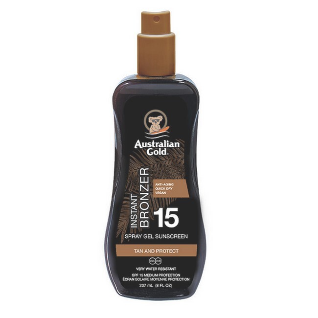 Australian Gold Solspray Gel med Øjeblikkelig Bruner SPF15