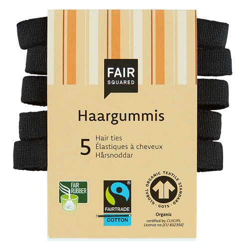 Fair Squared Hårelastikker 5 Pak - Sort til Skånsom Frisurer