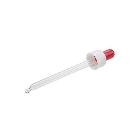 Hvidt Låg med Rød Pipette til Glasflasker - DIN18 100 ml
