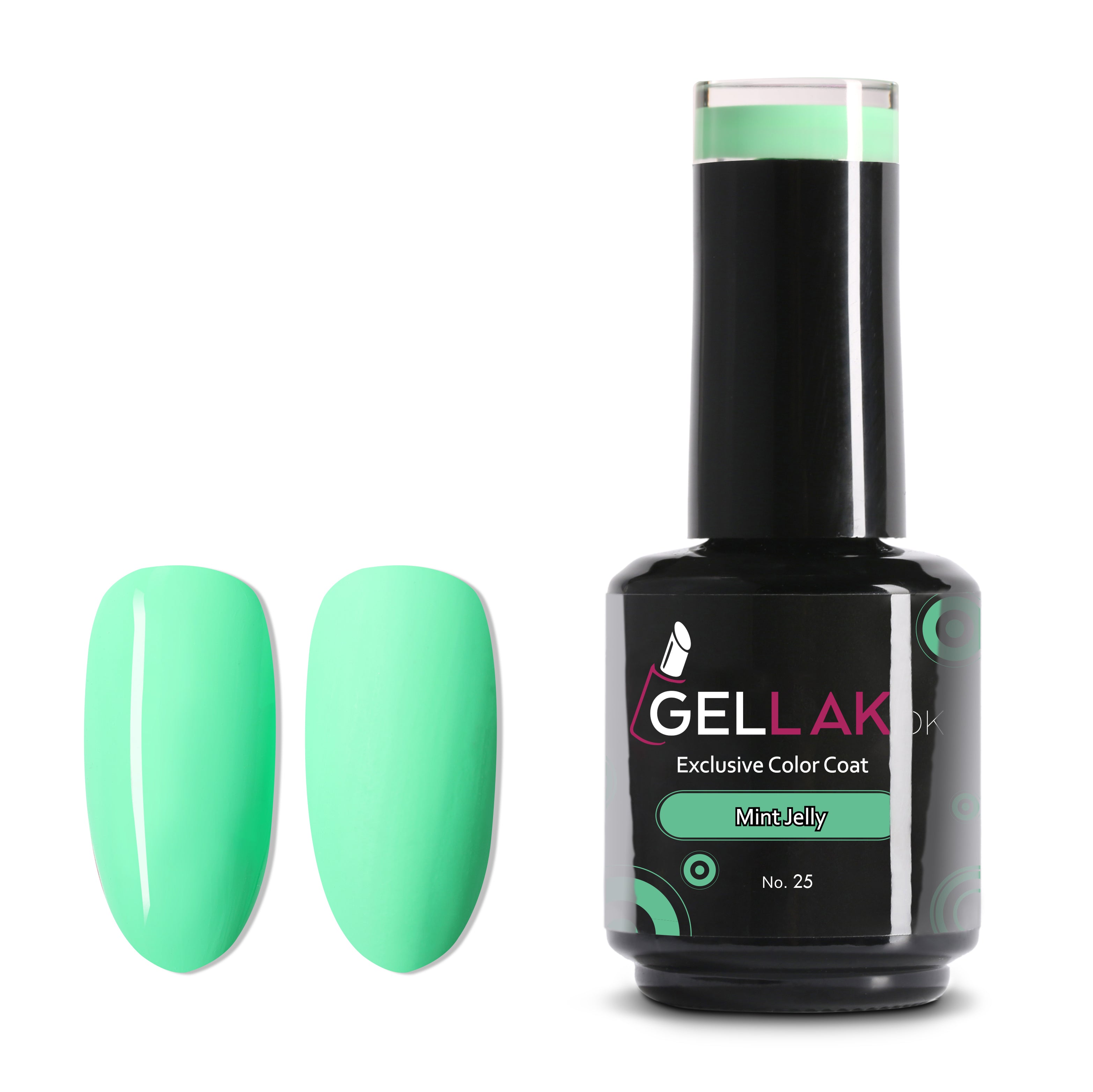 Gel Neglelak Mintgrøn - 15 Ml, Holdbar i 3 Uger