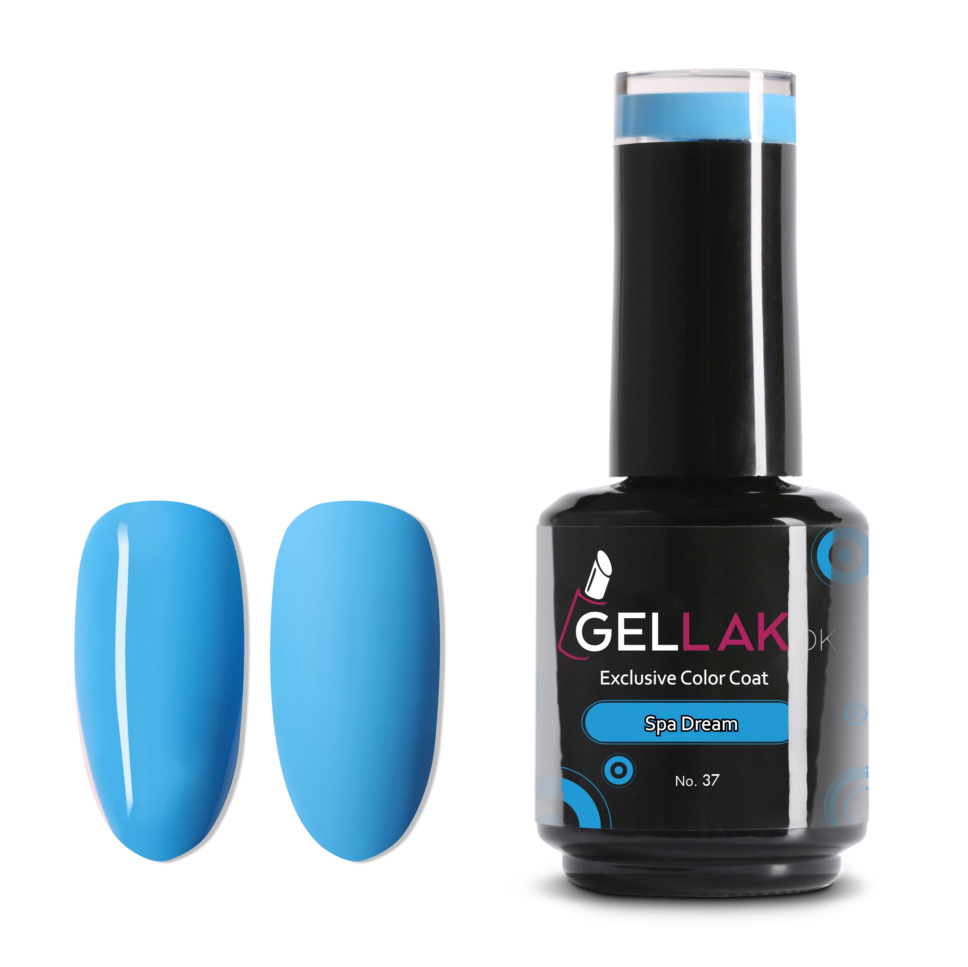 Blå Gel Neglelak 15 ml - Spa Dream No 37, Holdbar i 3 uger