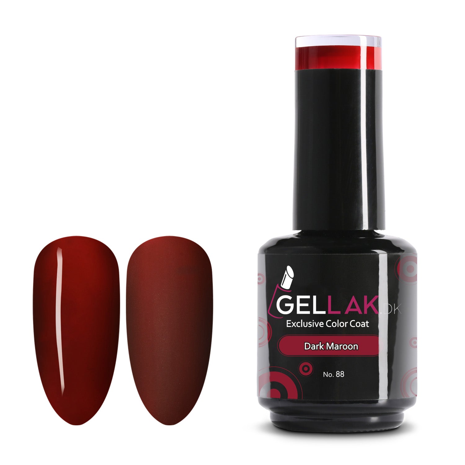 Gel Neglelak i Mørkerød - 15 ml, Holdbar i 3 Uger