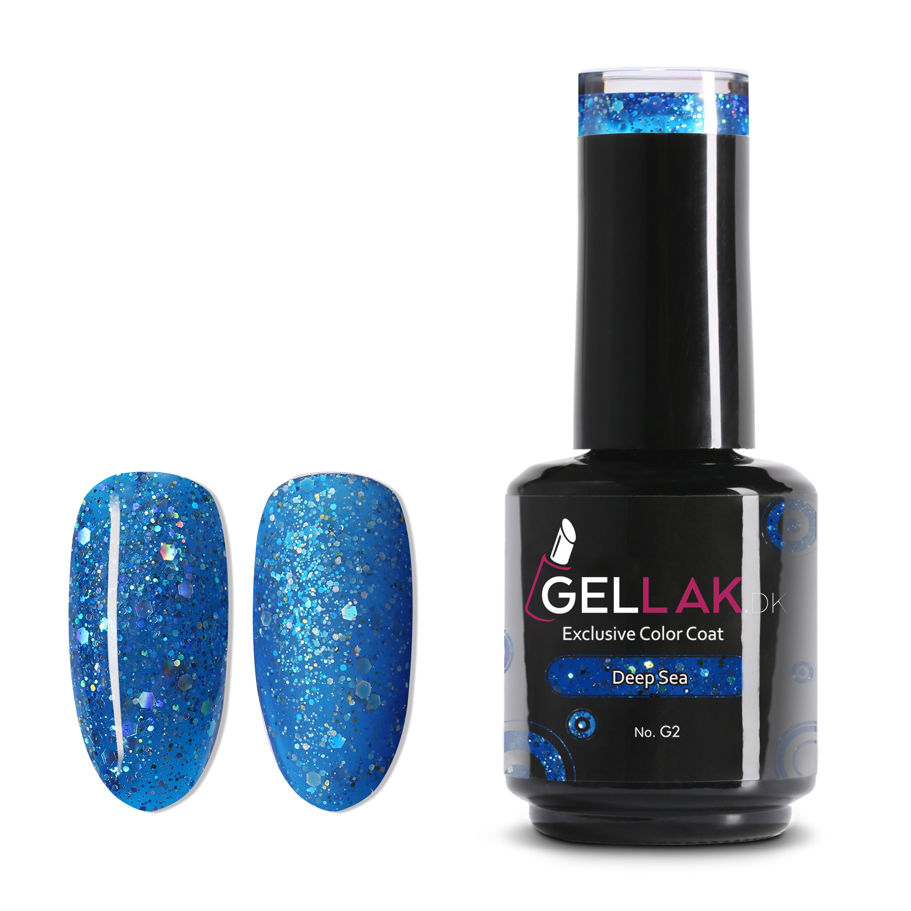 Blå Glimmer Gel Neglelak 15 Ml - Deep Sea No G2