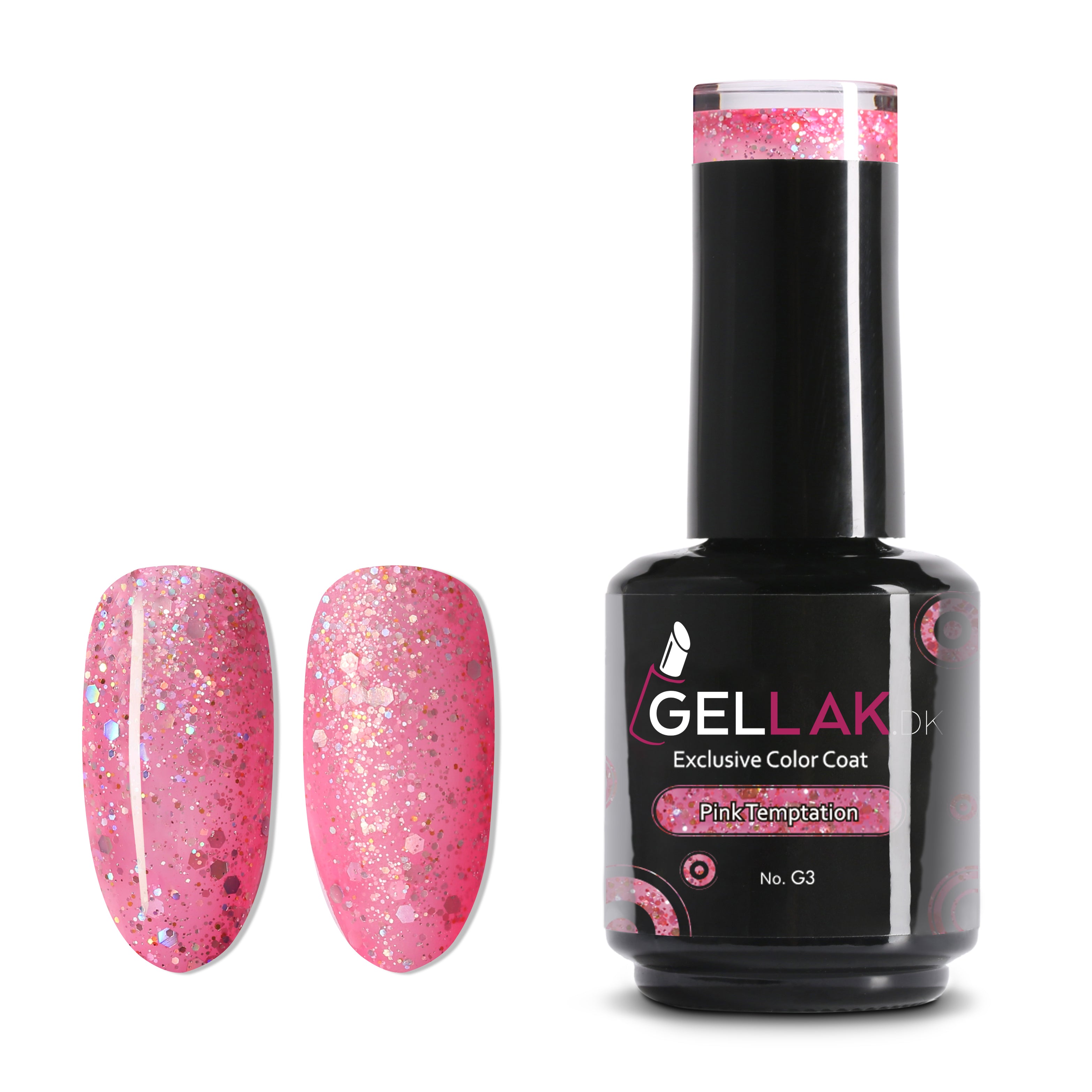 Gel Neglelak i Pink Glimmer - Holografisk Skønhed 15 ml