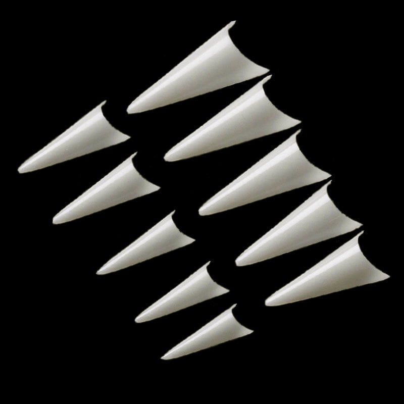 Korte Stiletto Negletipper i Natur og Clear - Kunstige Negle
