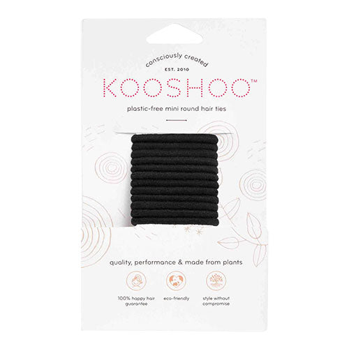 Kooshoo Mini Hårelastikker Sort - Plastikfri 12 Stk