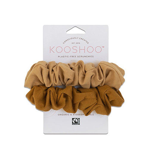Kooshoo Hår Scrunchie 2 Stk - Gylden Sand, Plastfri