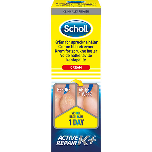Scholl Hælrevne Creme med Active Repair K+ - Plej dine fødder