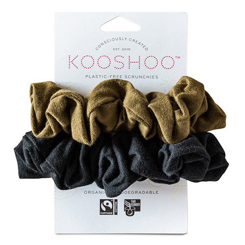 Kooshoo Hår Scrunchie 2 Stk - Øko & Plastikfri Black Olive