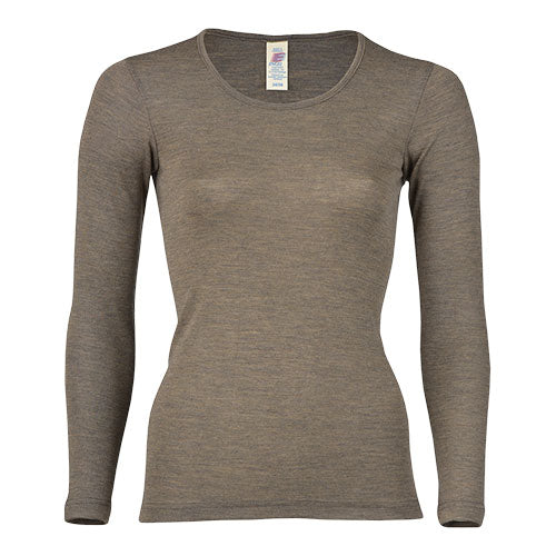 Engel Natur Langærmet Bluse  Uld Silke  Walnut  Str  42 44