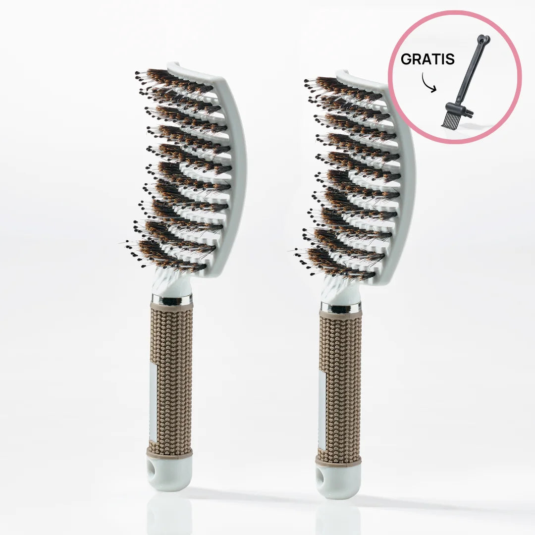 2 Stk  Curved Paddle Brush   Gratis Gave   2 Stk Hvid  Spar 12    Gratis Cleaning Brush
