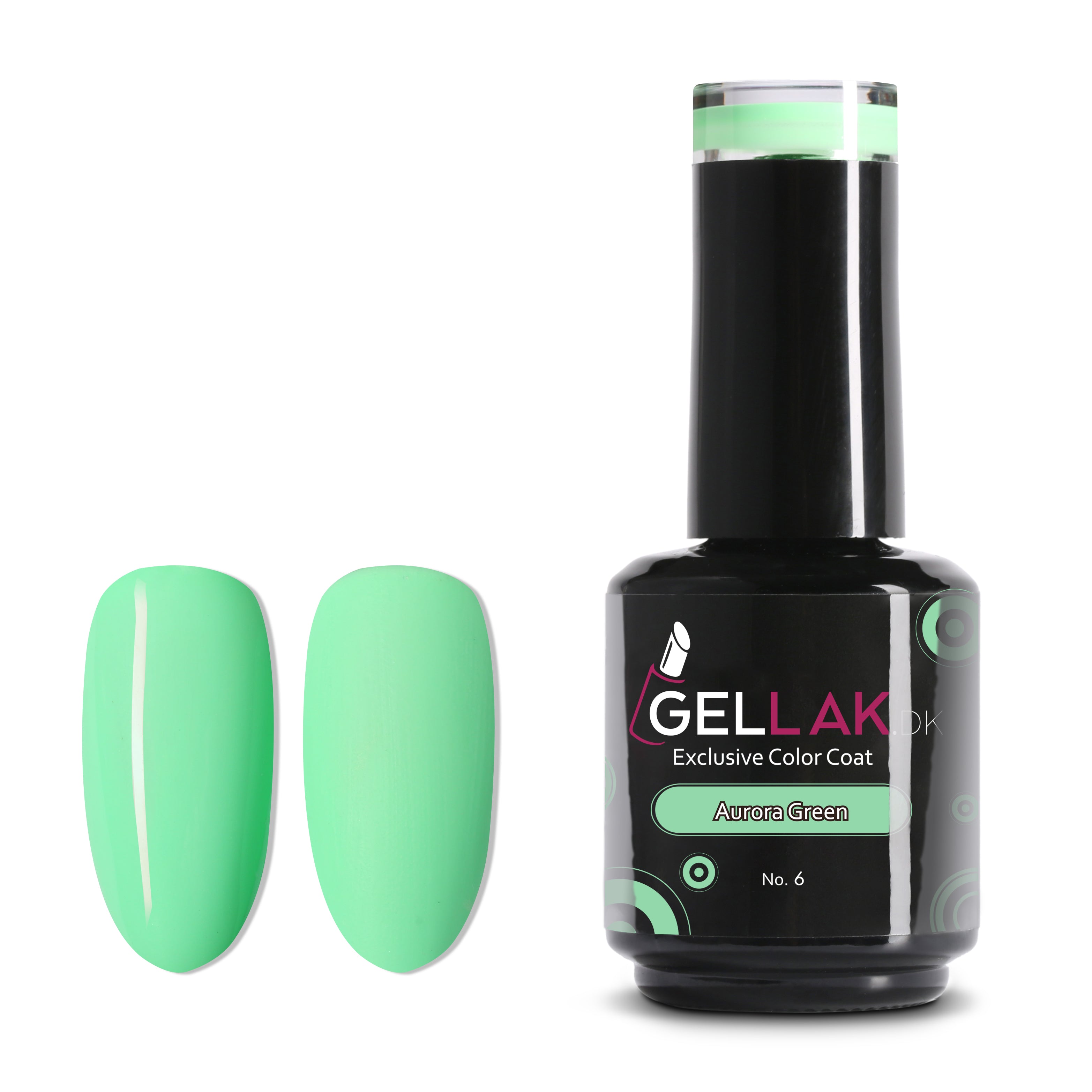 Gel Neglelak Mintgrøn   15 Ml   Aurora Green No  6   Gellak Dk