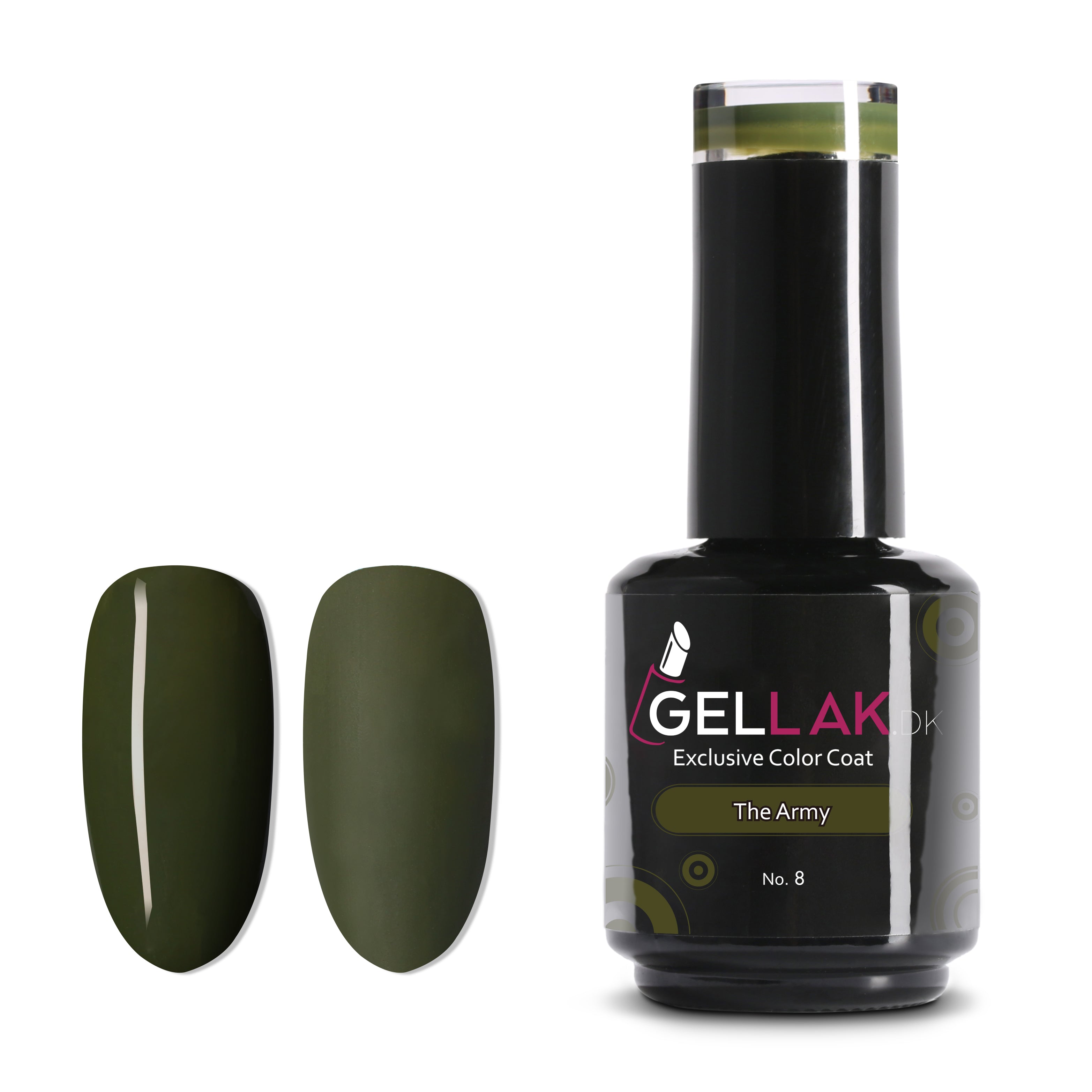 Gel Neglelak Mørkegrøn   15 Ml   The Army No  8   Gellak Dk