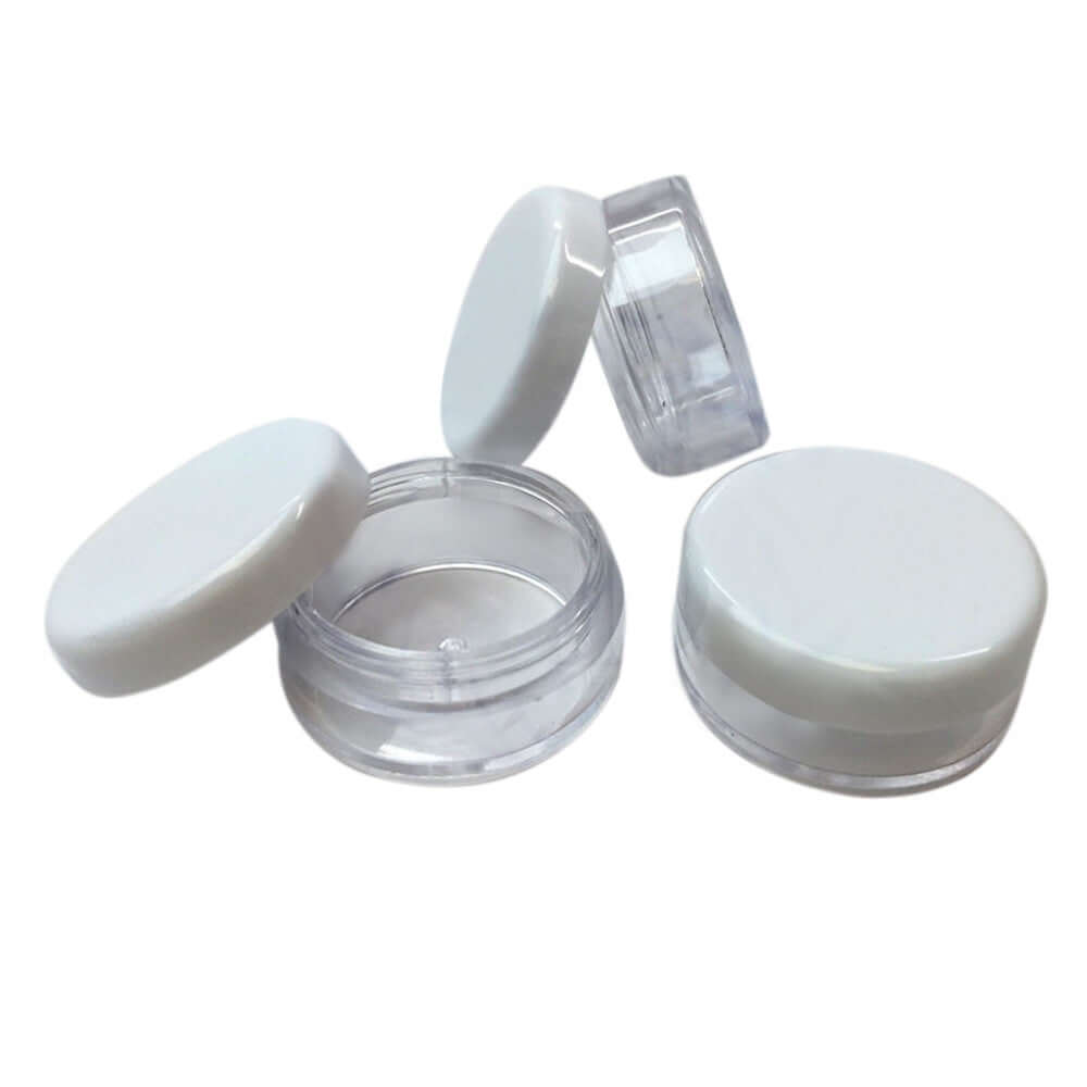 5 Ml Rund Beholder Med Klar Eller Farvet Låg   Hvidt Låg