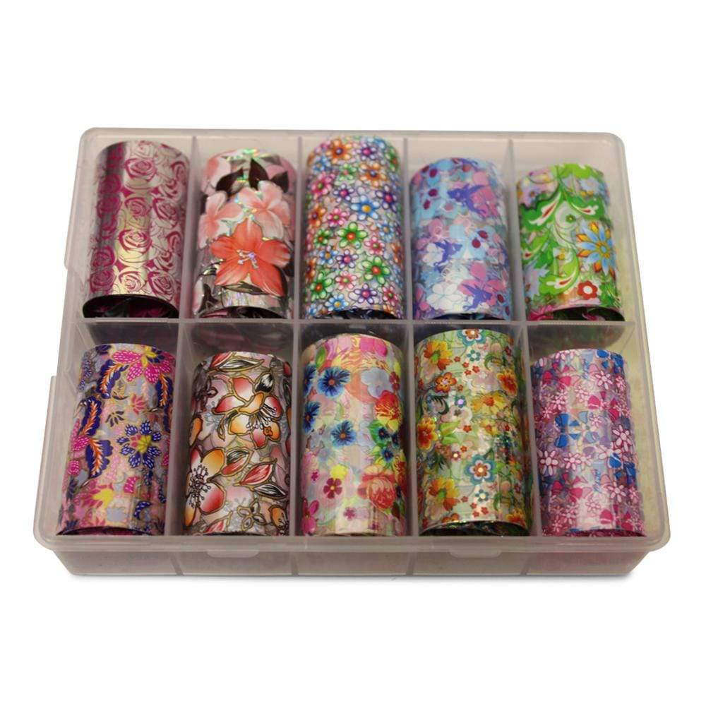 Neglefolie   Blomster Motiv   Transfer Neglefolie Til Nail Art   No 19