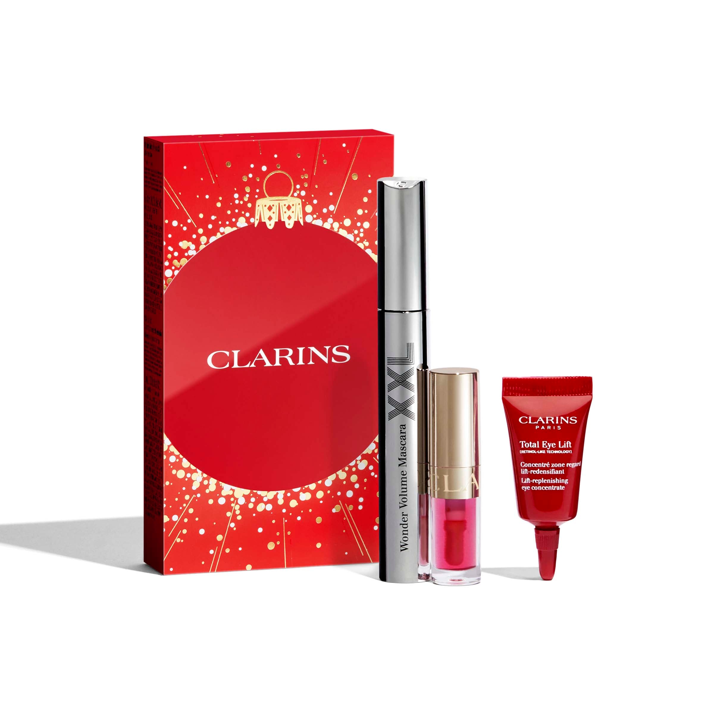 Clarins Wonder Volume Mascara Xxl  Lip Comfort Oil   Total Eye Lift Gavesæt