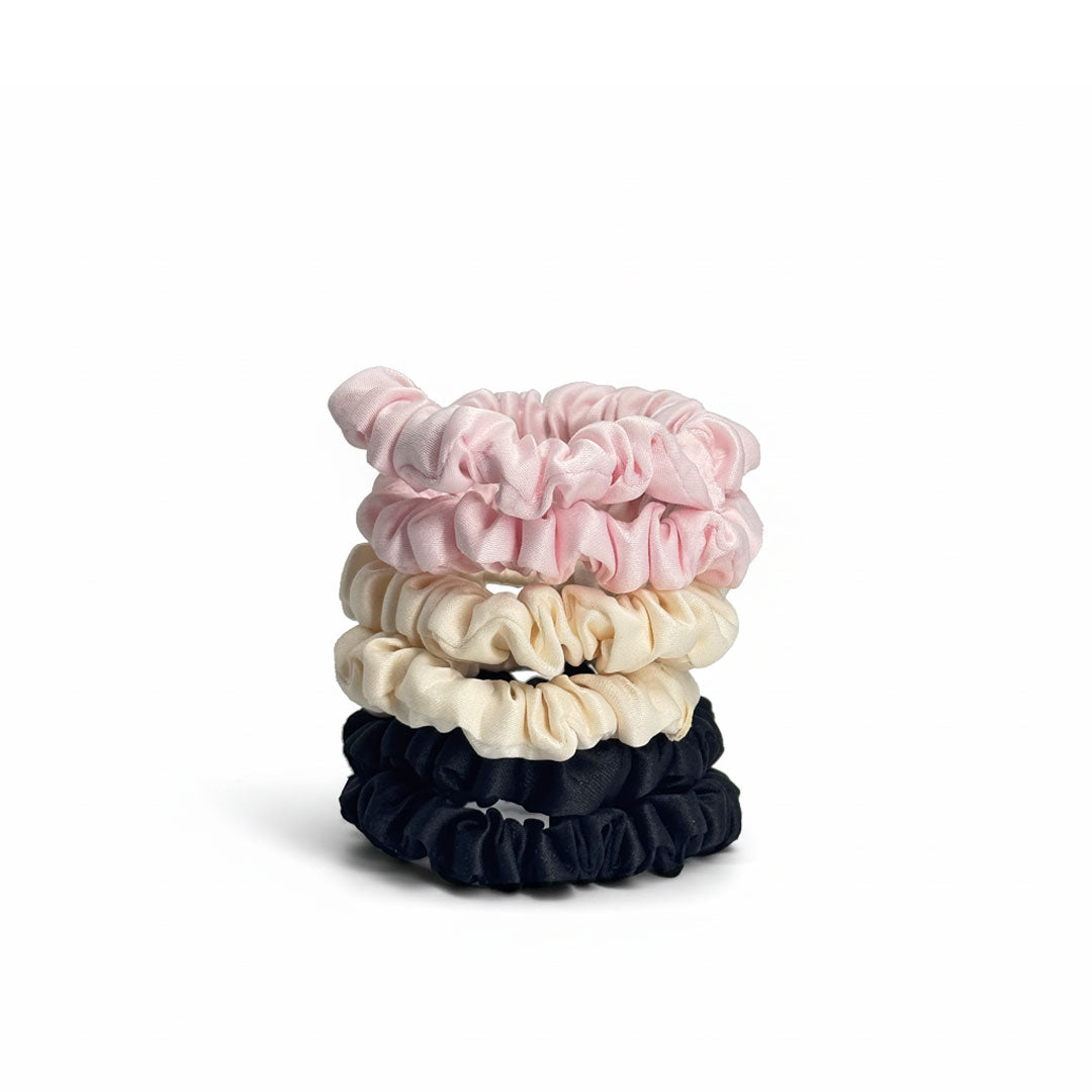 6 Pak Soft Satin Scrunchies   Small   Blush