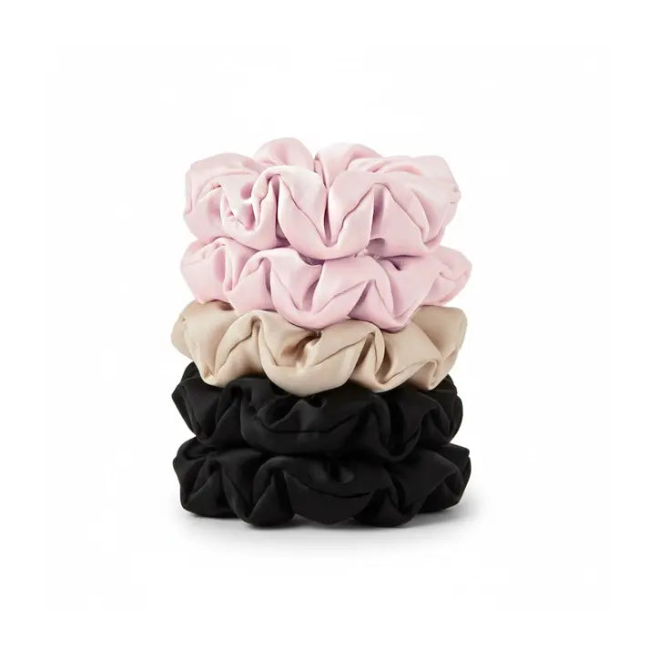 5 Pak Soft Satin Scrunchies Medium   Blush