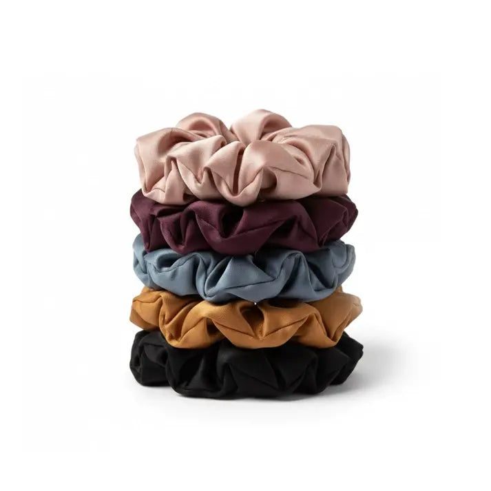 5 Pak Soft Satin Scrunchies Medium   Inka